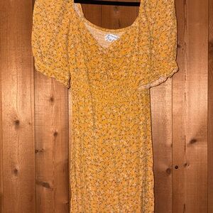 Mustard Yellow Floral Mini Dress